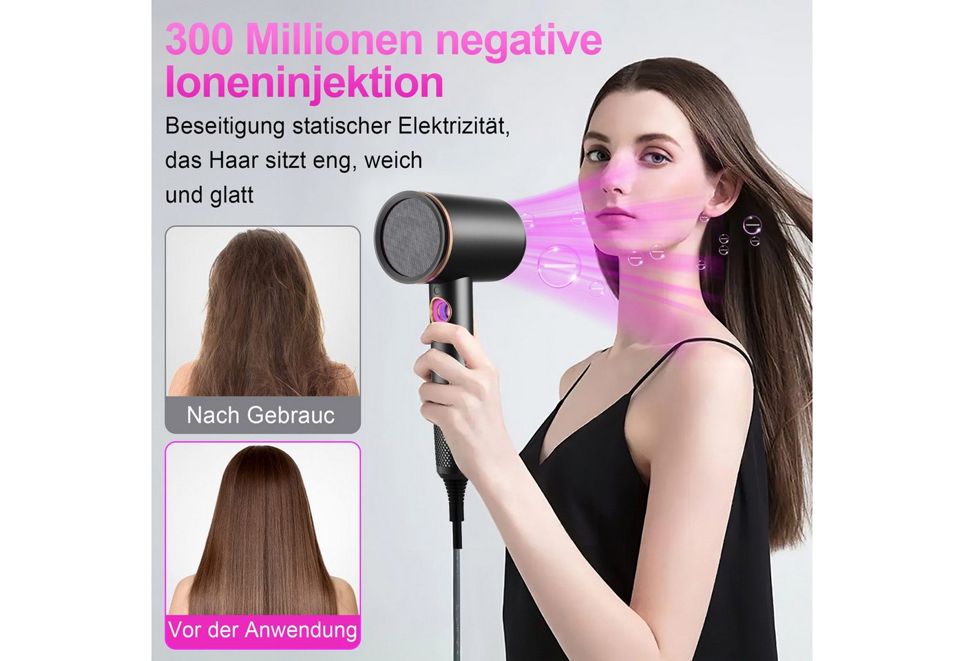 Forrlite Haartrockner 2026 Neues Haartrockner,Föhn Ionen mit Diffusor 2400W AC Motor, 2400 W, 3 Stylingdüsen Professional Ionen Haartrockner Haartrockner, Haartrockner 2400W, Professioneller Haarföhn mit 3 Hitze-Einstellungen Bild 2