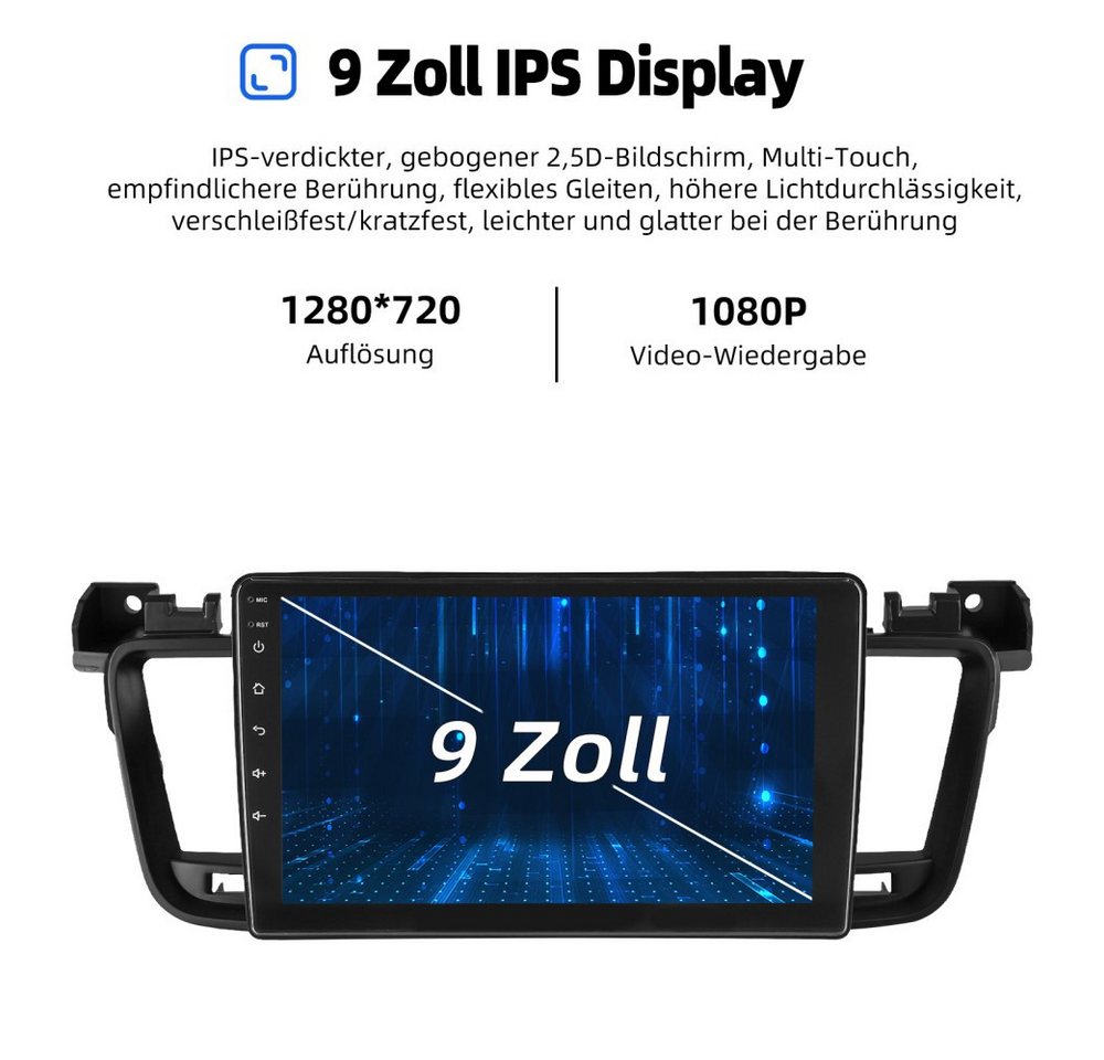 ESSGOO Android 15 Für Peugeot 508 2011-2018 NAVI EQ SWC GPS Autoradio (RDS, Digitalradio (DAB), FM, AM, Carplay Android Auto GPS Navi WIFI BT SWC) Bild 4