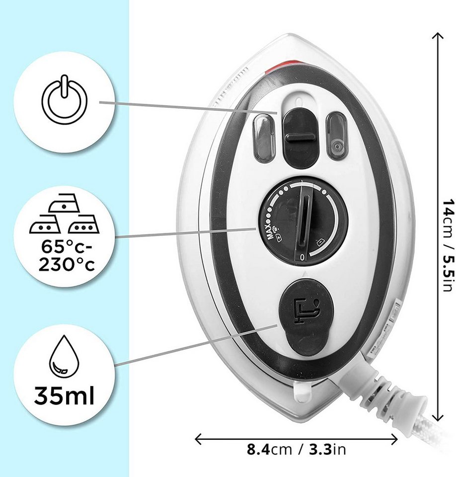 Duronic Reise-Dampfbügeleisen SI3 Reisebügeleisen, 400W Minibügeleisen, 35ml Wassertank