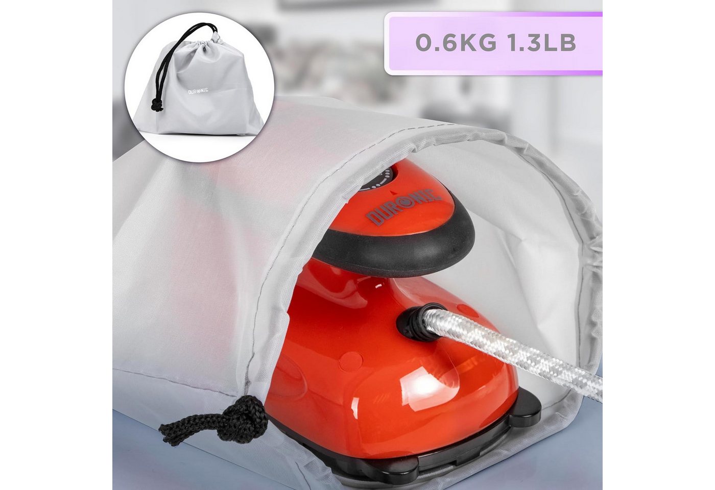 Duronic Reise-Dampfbügeleisen SI2 RD Reisebügeleisen, 375 W Minibügeleisen, Bügeleisen für Hobby Bild 5