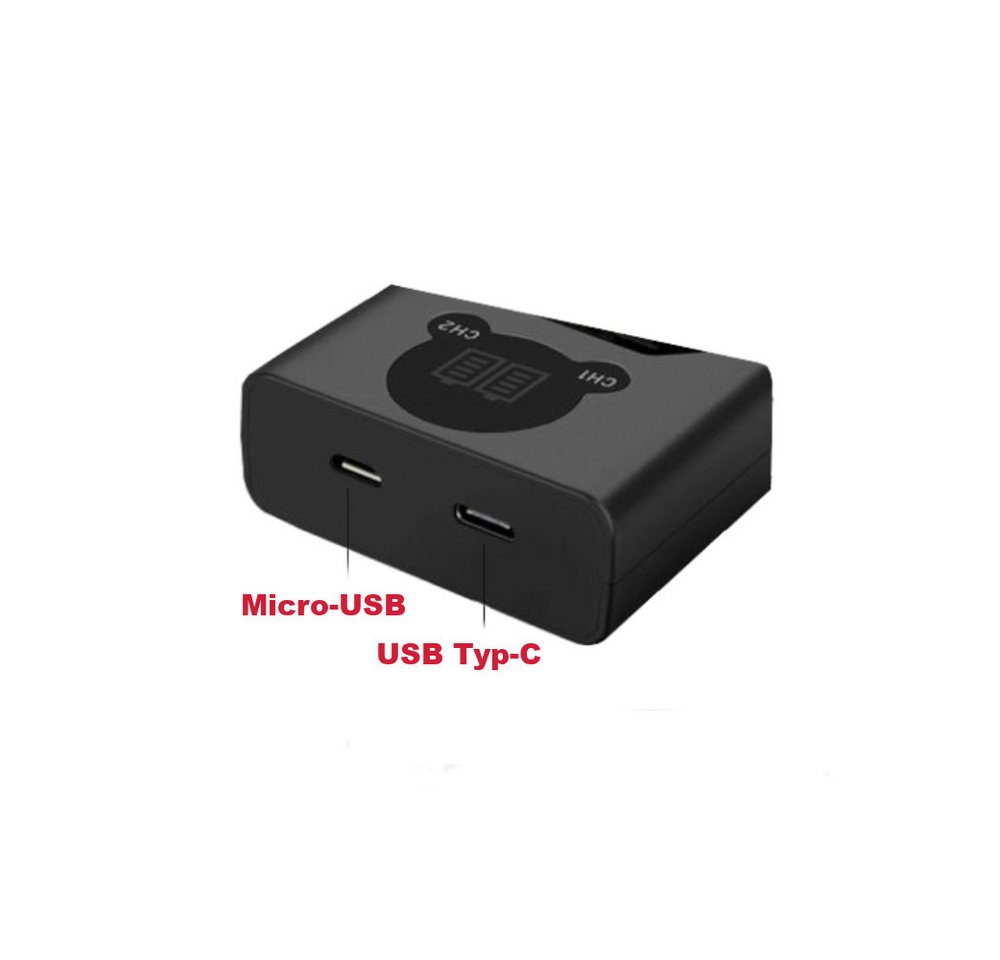 Trade-Shop 2in1 Set passend für Nikon D7000 D7100 D7200 D7500 D800 Ladegerät + Kamera-Akku Li-Ion 2400 mAh (7 V), Mit USB Ladekabel