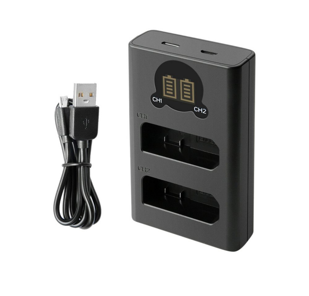 Trade-Shop 2in1 Set passend für Nikon D7000 D7100 D7200 D7500 D800 Ladegerät + Kamera-Akku Li-Ion 2400 mAh (7 V), Mit USB Ladekabel Bild 2