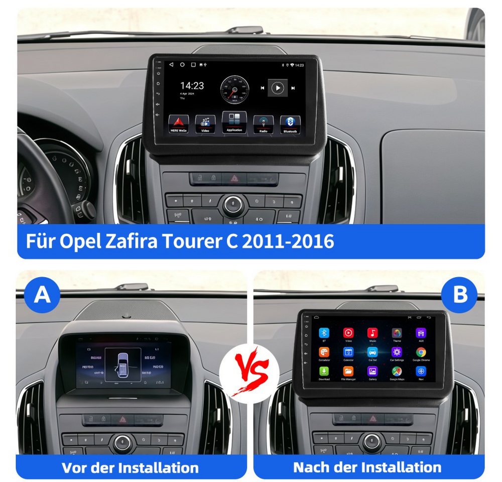 ESSGOO Für Opel Zafira Tourer C 2011-2016 Android 15 Autoradio (RDS, Digitalradio (DAB), FM, AM, Apple Carplay Android Auto Navi WIFI BT SWC EQ) Bild 2