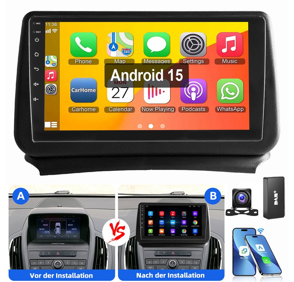 ESSGOO Für Opel Zafira Tourer C 2011-2016 Android 15 Autoradio (RDS, Digitalradio (DAB), FM, AM, Apple Carplay Android Auto Navi WIFI BT SWC EQ) Bild 4