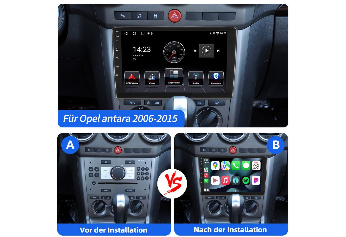 ESSGOO Android 15 6+128GB Carplay GPS Für Opel Antara Astra Corsa D Zafira B Autoradio (RDS, 4G LTE, Digitalradio (DAB), FM, AM, 6+128G, Carplay Android Auto Bluetooth EQ USB GPS Navi WIFI Touchscreen) Bild 4