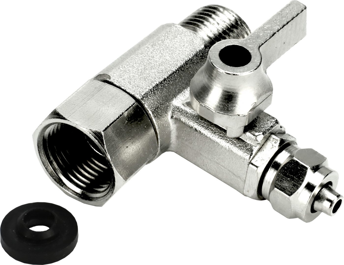 TWaLa Wasserfilter, Eckventil T-Verteiler aus Edelstahl 3/8" AG x 3/8"IG x 1/4" Schlauch