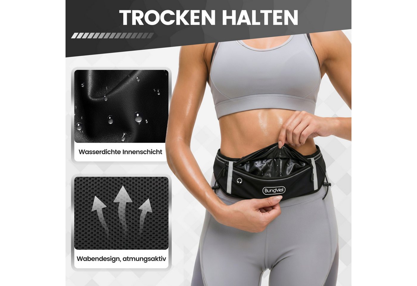 Bundviel Laufgürtel Laufgürtel für Handy, Laufgürtel wasserdicht & verstellbar, 2 Stück Bild 2