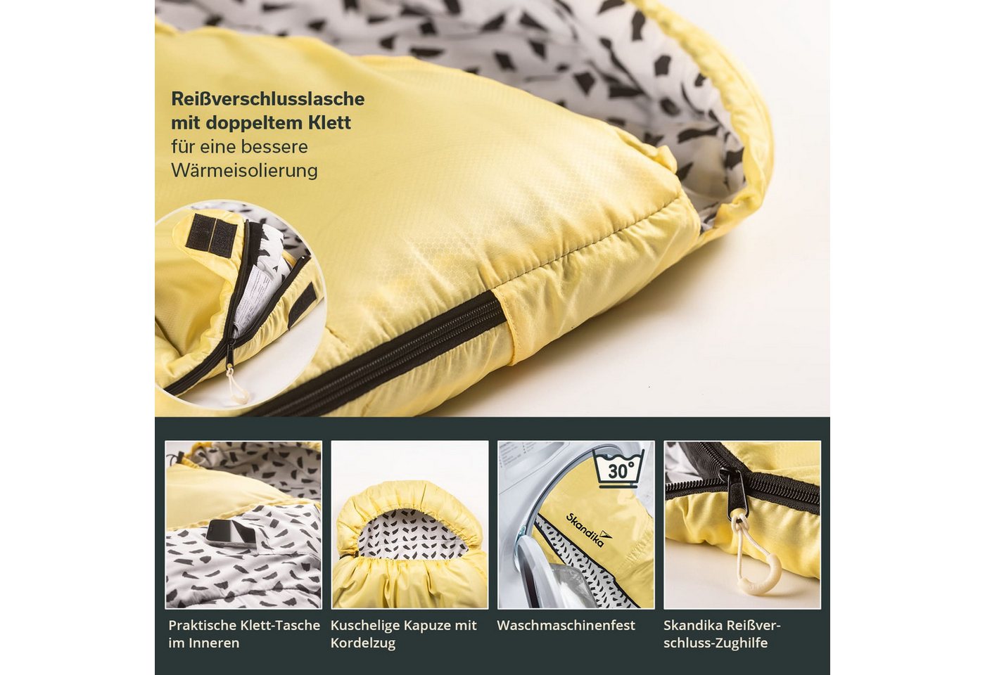 Skandika Schlafsack Iceland, Polycotton, atmungsaktiv, Innentasche mit Klett (2-Wege-Reißverschluss mit Kälteschutz, Stoffsteg, Webbandklemmschutz), 3 Jahreszeiten, 220 x 80 cm, koppelbar, bis -10° C, Packsack