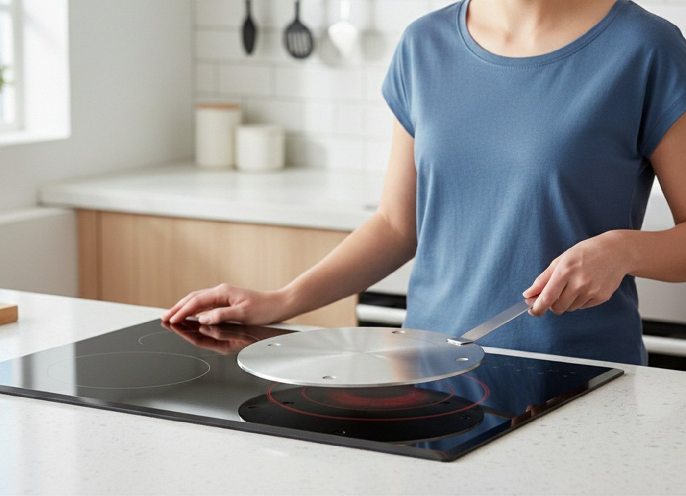 Cheffinger Induktions-Kochfeld, Adapterplatte für Induktionsherd, mit Griff für Töpfe & Pfannen Bild 3