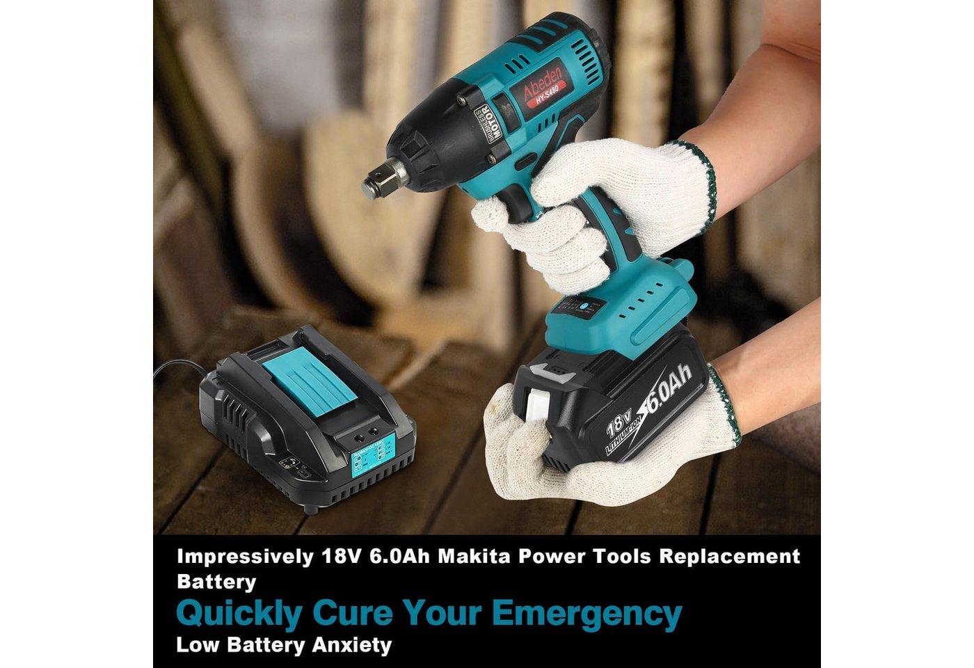 Athlix Ersatz Akku 6,0 Ah für Makita 18-V-Akku, 1er Set, BL1860, BL1850-Serie Akkupacks 6000 mAh (1 St), 6000 mAh, 20 % längere Laufzeit, für Makita Geräte Bild 2
