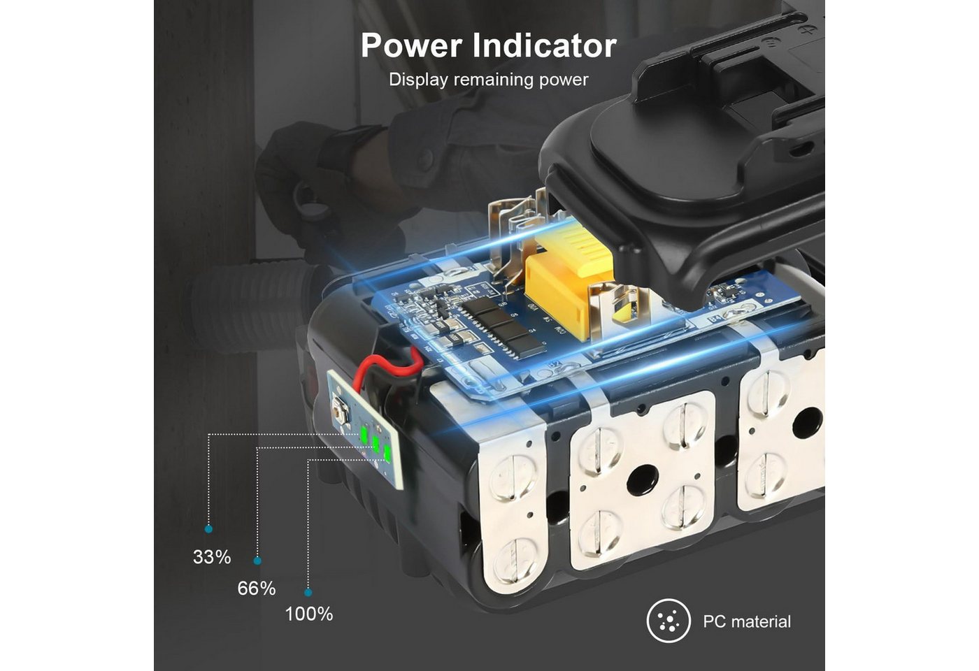 Athlix Ersatz Akku 6,0 Ah für Makita 18-V-Akku, 1er Set, BL1860, BL1850-Serie Akkupacks 6000 mAh (1 St), 6000 mAh, 20 % längere Laufzeit, für Makita Geräte Bild 3