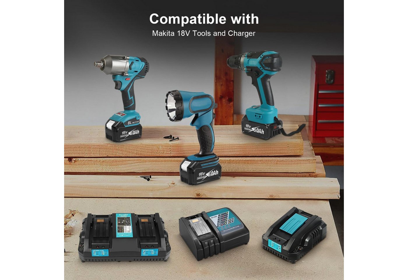 Athlix Ersatz Akku 6,0 Ah für Makita 18-V-Akku, 1er Set, BL1860, BL1850-Serie Akkupacks 6000 mAh (1 St), 6000 mAh, 20 % längere Laufzeit, für Makita Geräte Bild 4