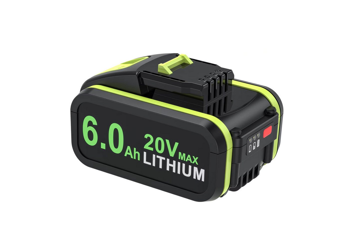 Athlix Ersatz Akku 6,0 Ah für Worx 20-V-Akku, WA3572 WA3553 WX390 WA3551 Akkupacks (1 St), 6000 mAh, 20 % längere Laufzeit, für Worx Geräte