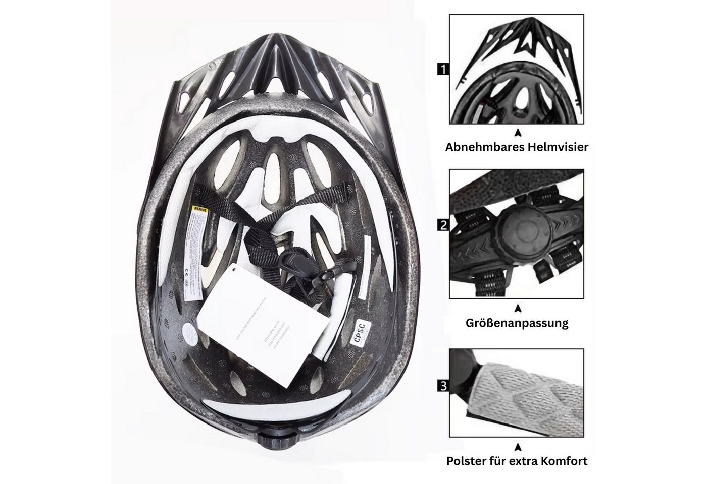 Athlix Fahrradhelm Fahrrad Helm für Erwachsene Herren Damen Radhelm, Cityhelm Urban, Robuste EPS-Innenschale, nur 200g Gewicht, verstellbar Bild 2