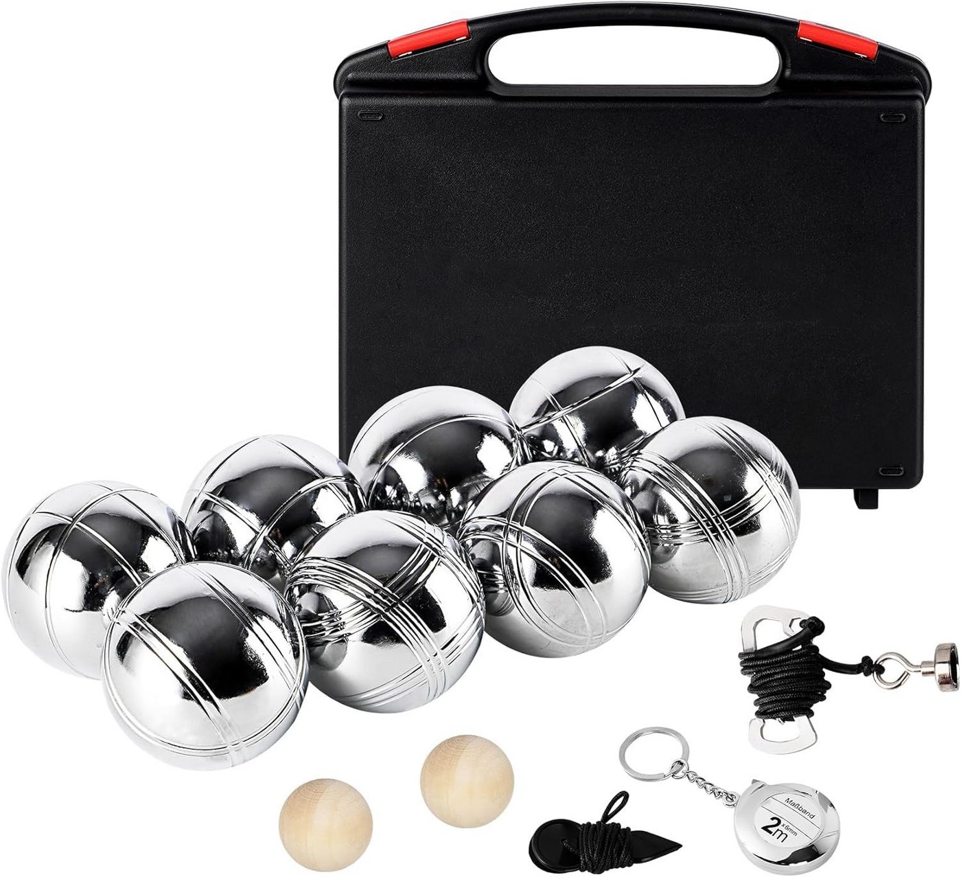 lindahandel Spielball Boule Set 6/8 Metallkugeln – Petanque mit Hartschalenkoffer & Tasche (Set, 8), Outdoor Gartenspiel für Erwachsene&Familie – ideal für Camping&Strand Bild 4