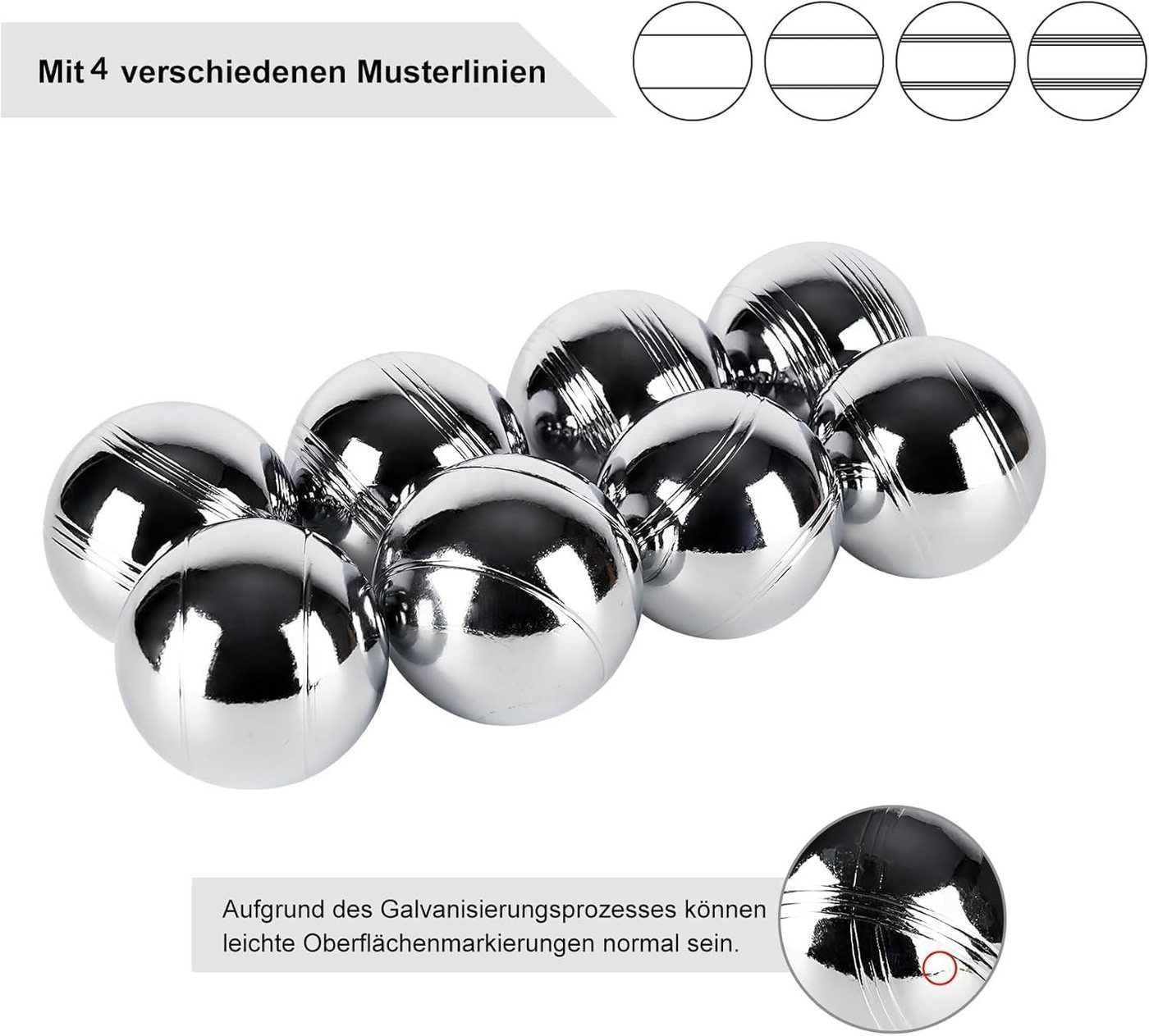 lindahandel Spielball Boule Set 6/8 Metallkugeln – Petanque mit Hartschalenkoffer & Tasche, Outdoor Gartenspiel für Erwachsene&Familie – ideal für Camping&Strand