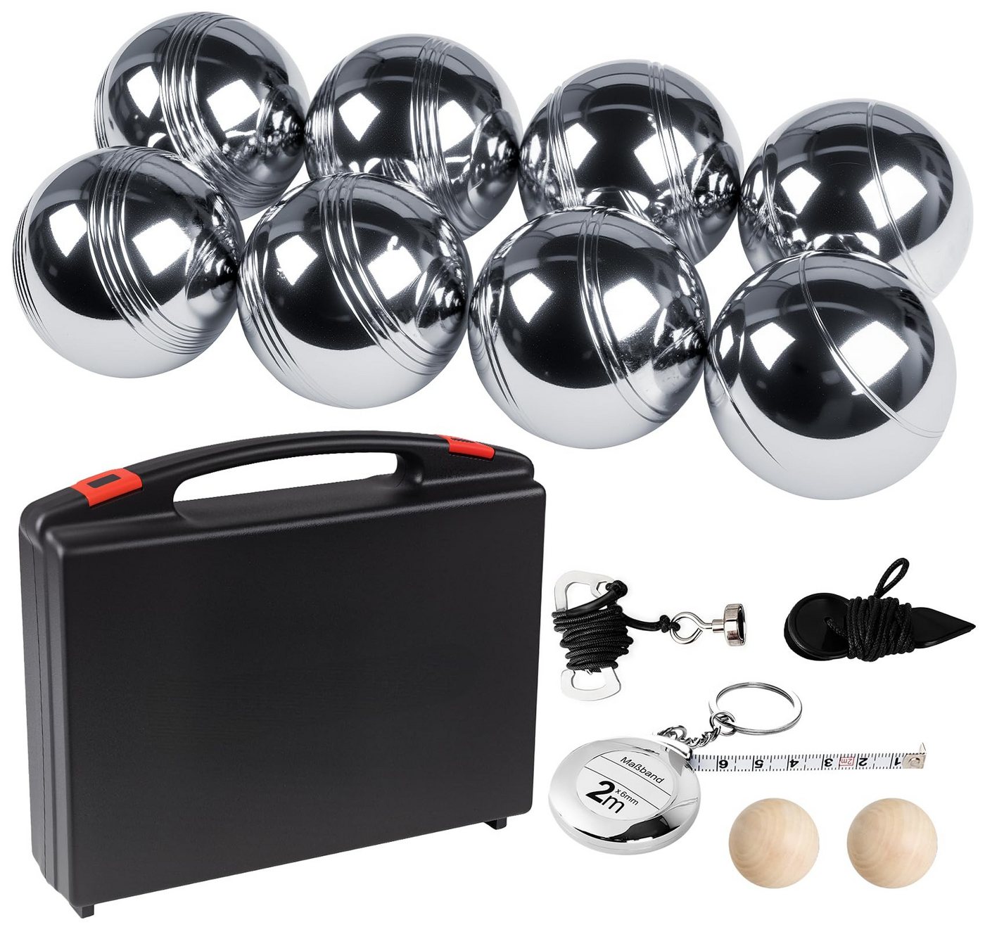 lindahandel Spielball Boule Set 6/8 Metallkugeln – Petanque mit Hartschalenkoffer & Tasche, Outdoor Gartenspiel für Erwachsene&Familie – ideal für Camping&Strand Bild 3