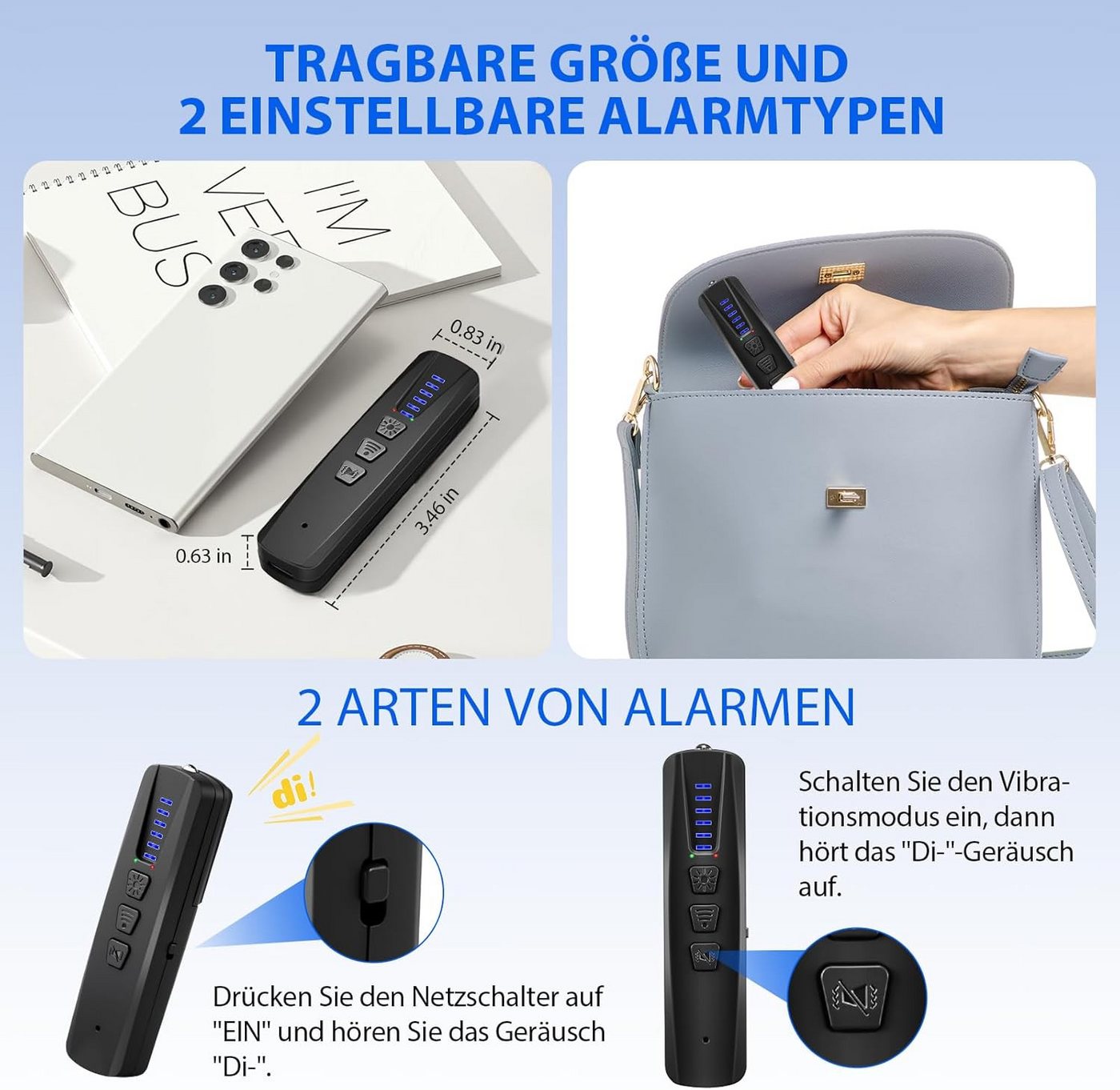 ibettertec Wanzen Detektor, Wanzenfinder Versteckte Kamera Finder GPS-Ortungsgerät (Tracker, Abhörgeräte, Funkkameras – für Hotel, Heim, Büro, Reisen) Bild 4