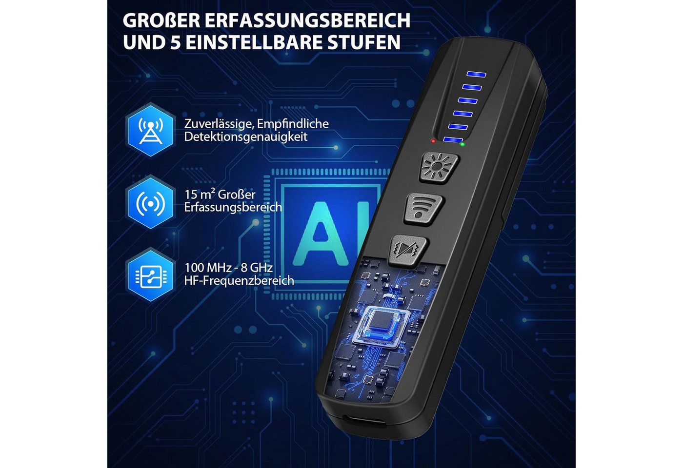 ibettertec Wanzen Detektor, Wanzenfinder Versteckte Kamera Finder GPS-Ortungsgerät (Tracker, Abhörgeräte, Funkkameras – für Hotel, Heim, Büro, Reisen) Bild 5