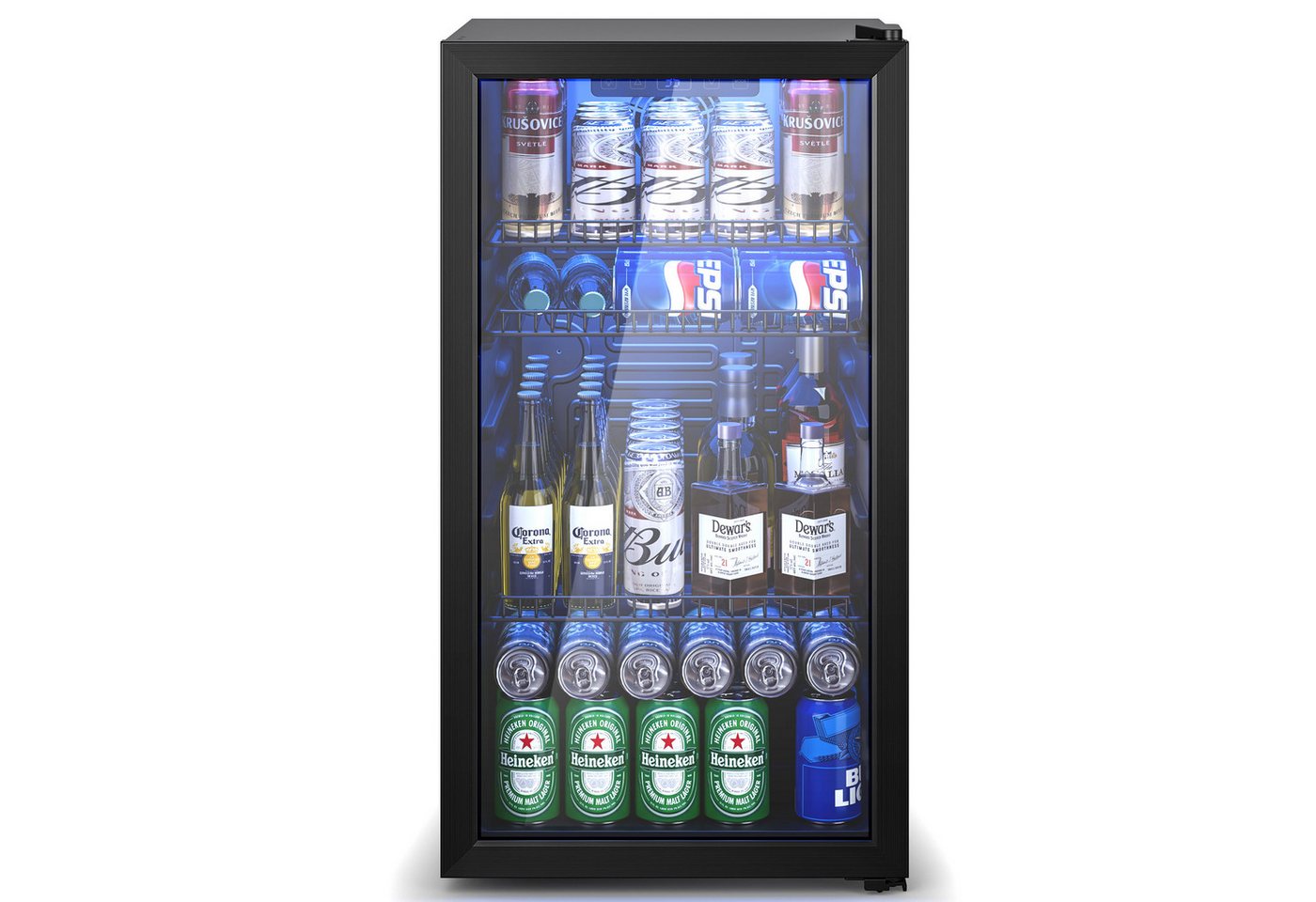 Furnicopia Getränkekühlschrank 89L,Doppelverglasung, LED-Beleuchtung, geräuscharm für Bar & Haushalt KVC-90A, Digitale LED-Touchscreen-Bedienung,höhenverstellbare Füße und Ablagen. Bild 5