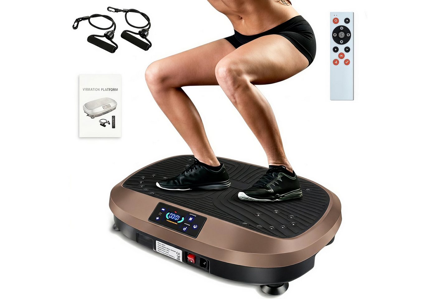 kehot Vibrationsplatte Vibrationsplatte für Homefitness mit Trainingsbändern, Fernbedienung, 200 W, 120 Intensitätsstufen, 6 Programme für tägliche Bewegung und Ganzkörpertraining zuhause Bild 3