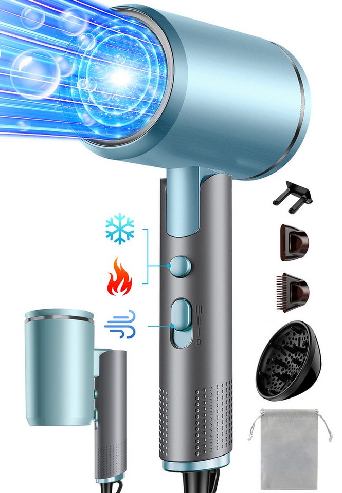 Fyrove Ionic-Haartrockner Föhn,Ionen-Haartrockner 2500W, klappbar, 3 Stylingdüsen, 2400 W, 2 Gebläsestufen, Reise-Föhn, Reiseföhn Hairdryer Bild 5