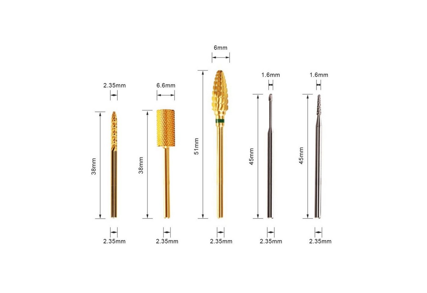 JCMaster Maniküre-Pediküre-Set, 5x Premium Nagelfräser Hartmetall Bits Bild 3