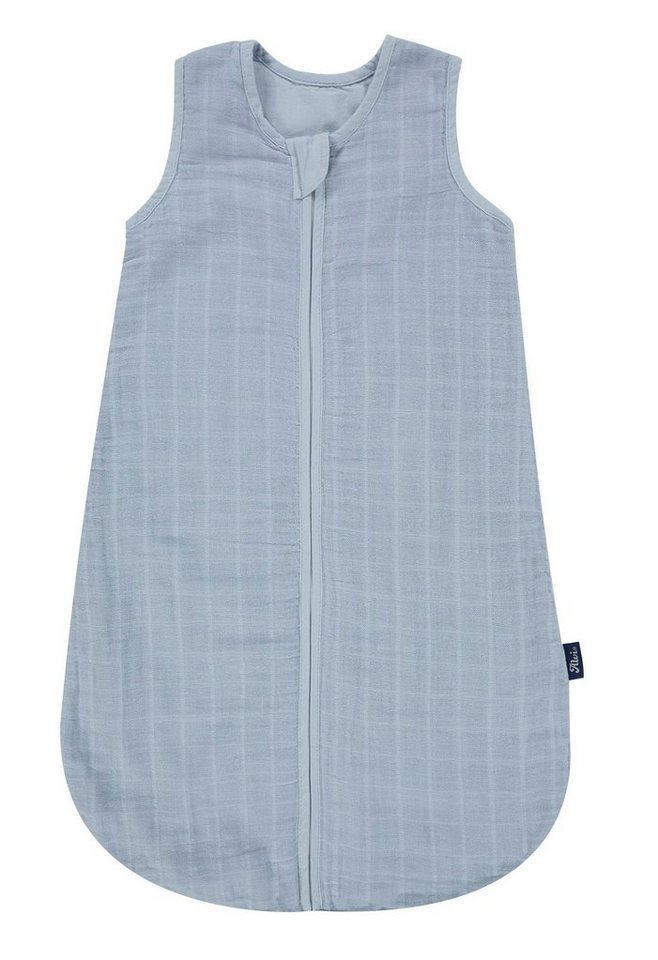 Alvi® Babyschlafsack Babyschlafsack Mull-Schlafsack Uni blau, Frühjahr- & Sommerschlafsack, atmungsaktives Material, Verdeckter Reißverschluss mit extra Kinnschutz, hochwertiges Material aus 100% Baumwolle bis 60 Grad waschbar Bild 3