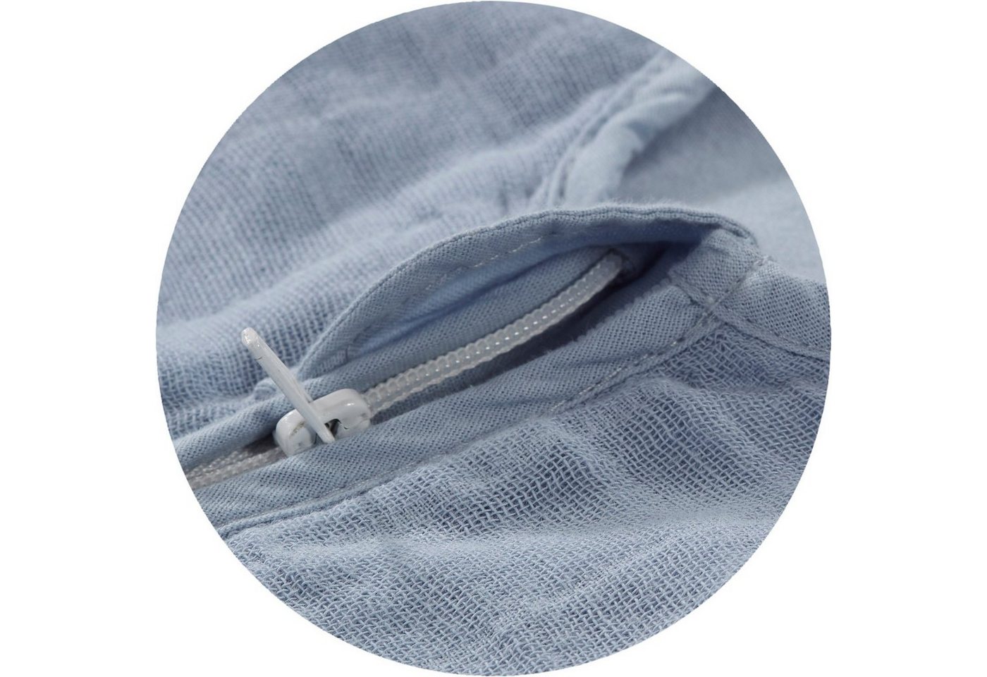 Alvi® Babyschlafsack Babyschlafsack Mull-Schlafsack Uni blau, Frühjahr- & Sommerschlafsack, atmungsaktives Material, Verdeckter Reißverschluss mit extra Kinnschutz, hochwertiges Material aus 100% Baumwolle bis 60 Grad waschbar Bild 5