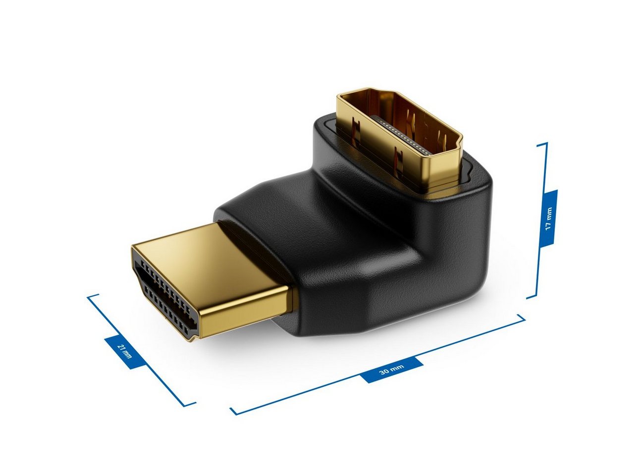 deleyCON deleyCON HDMI Winkel Adapter - 90° Grad gewinkelt - HDMI Stecker zu HDMI-Kabel