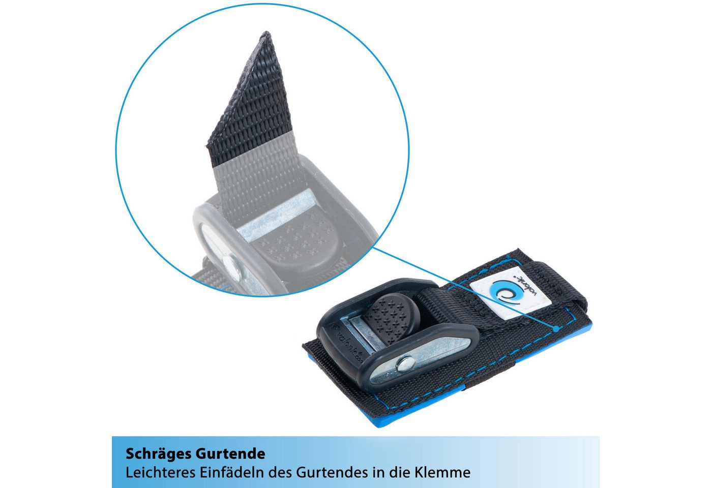 valonic Spanngurt valonic BEE Spanngurte für Fahrrad 2x Zurrgurt 0,5m Klemmschloss 500kg (2er Set, 2 Stück Klemmschlussgurt) Spanngurte für SUP Board oder Kajak Bild 5