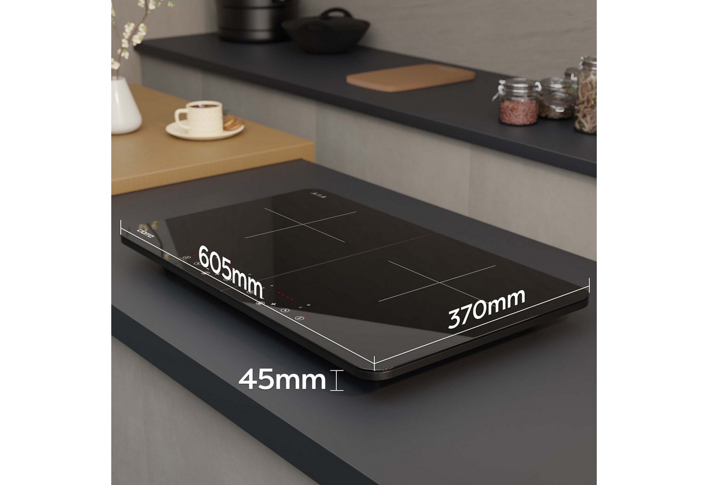 CIARRA Doppel-Induktionskochplatte 60cm Induktionskochfled CBTIH2, Touch Bedienung 9 Stufen Timer Bild 4