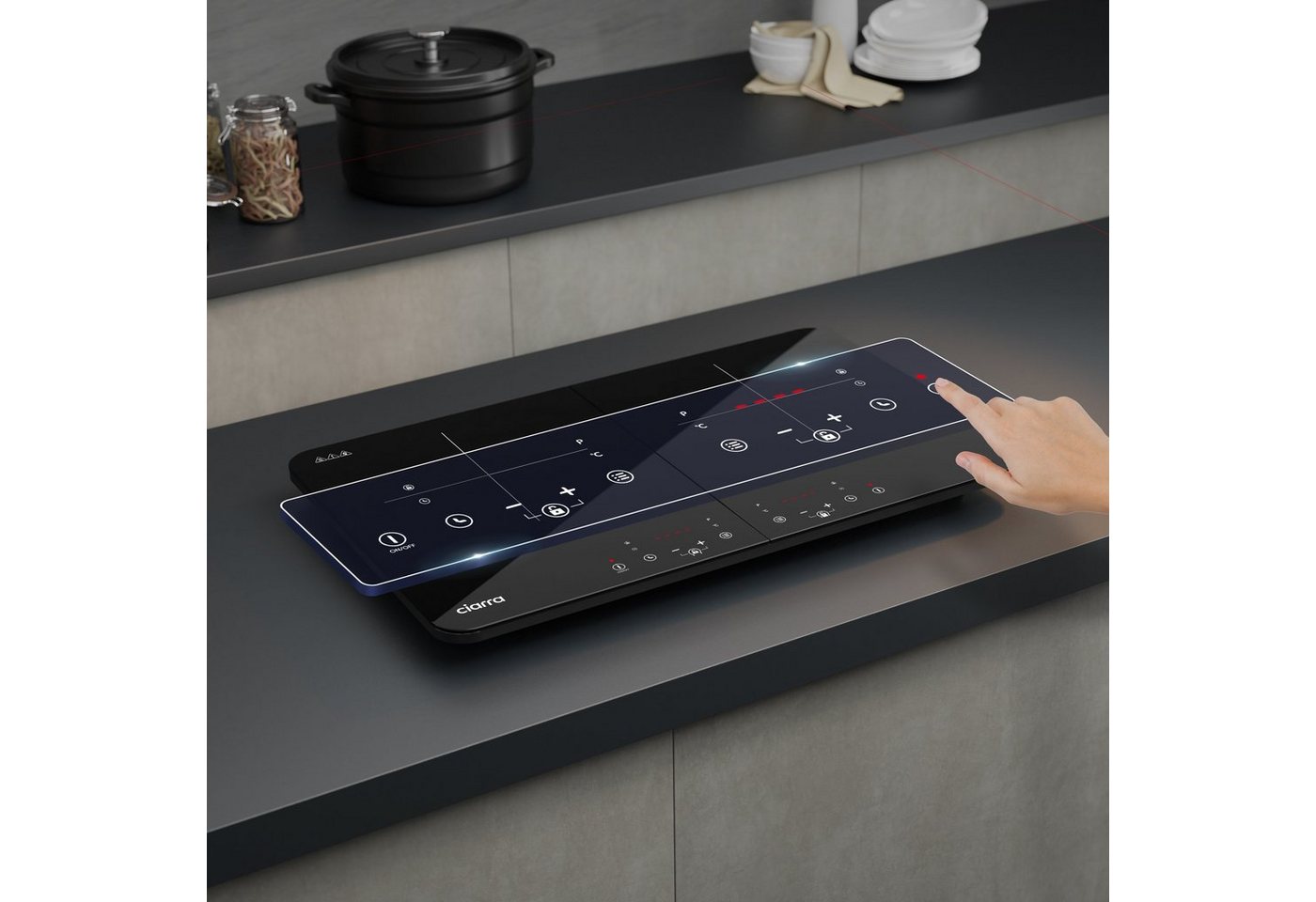 CIARRA Doppel-Induktionskochplatte 60cm Induktionskochfled CBTIH2, Touch Bedienung 9 Stufen Timer Bild 5