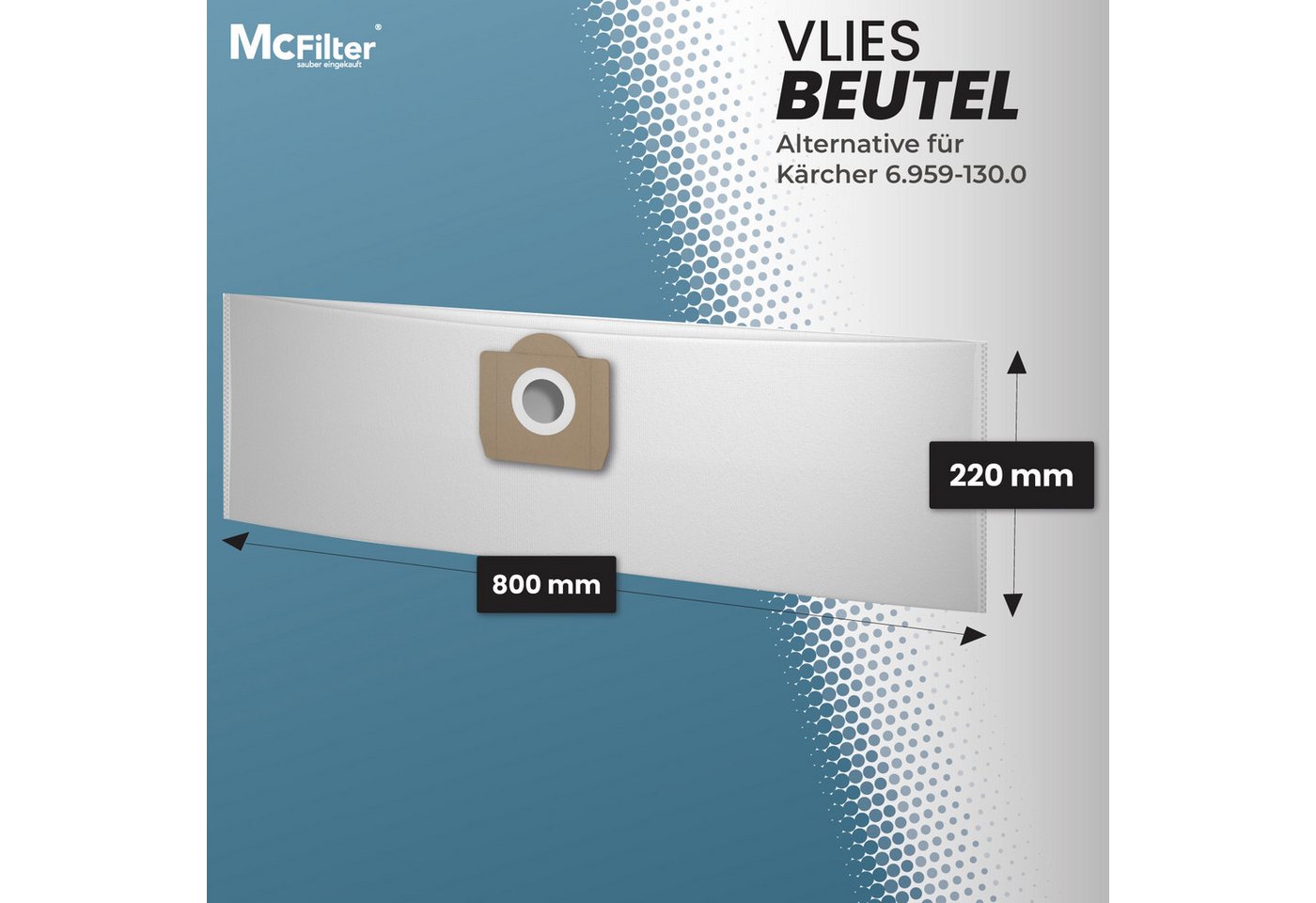 McFilter Staubsaugerbeutel (20 Stück) + 2 Filter, passend für Nass- Trockensauger Kärcher WD3 WD 3 und MV3 MV 3, A2604 A2204 A2254 Staubsauger, 22 St., Alternative für 6.959-130.0 (Beutel), 6.414-552.0 (Patronenfilter) Bild 2