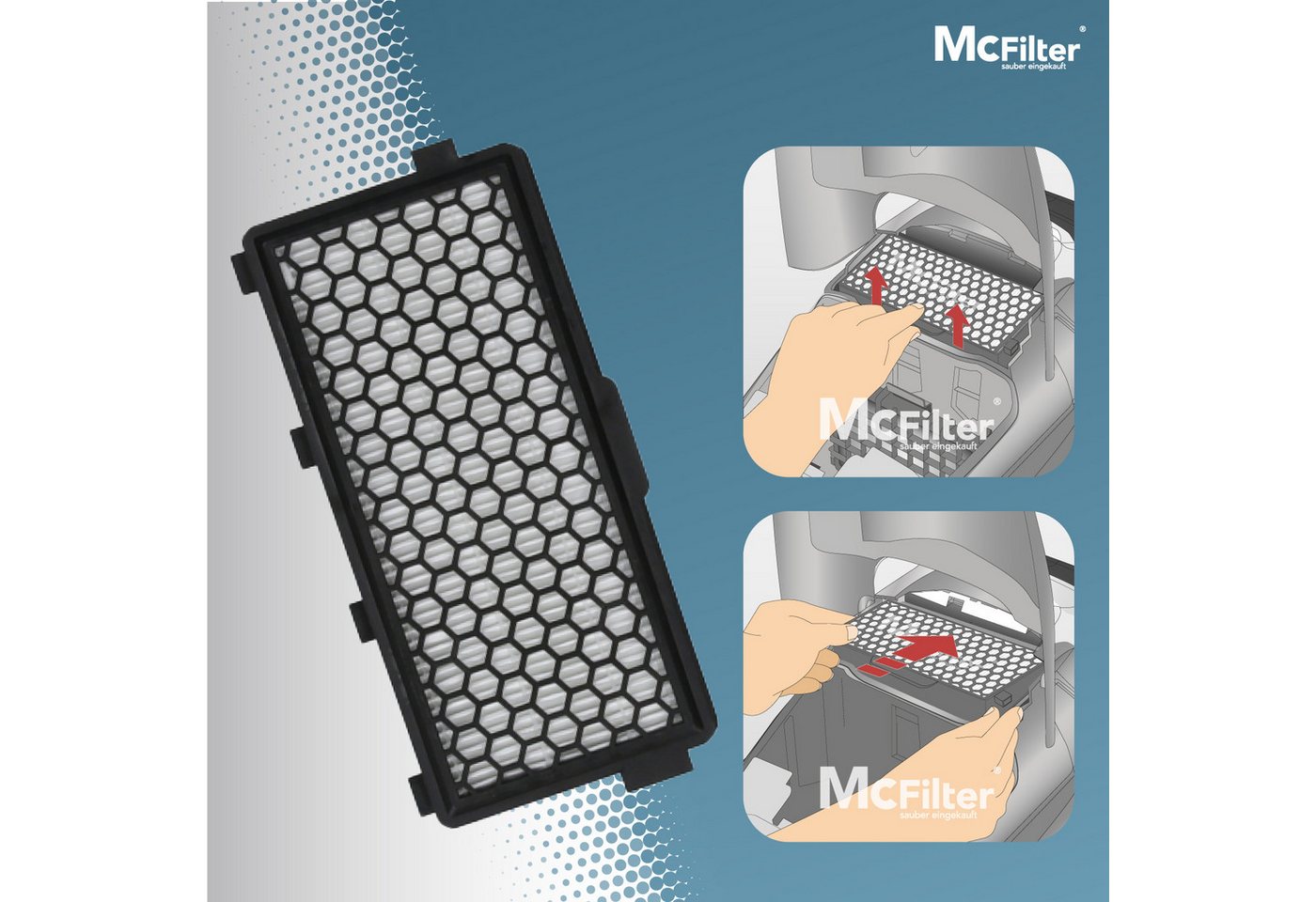 McFilter HEPA-Filter Ausblasfilter, Zubehör für Miele S8340 EcoLine PowerLine S8, S8360, passgenau, schwarz, Alternative zu SF-AH 50 Bild 2