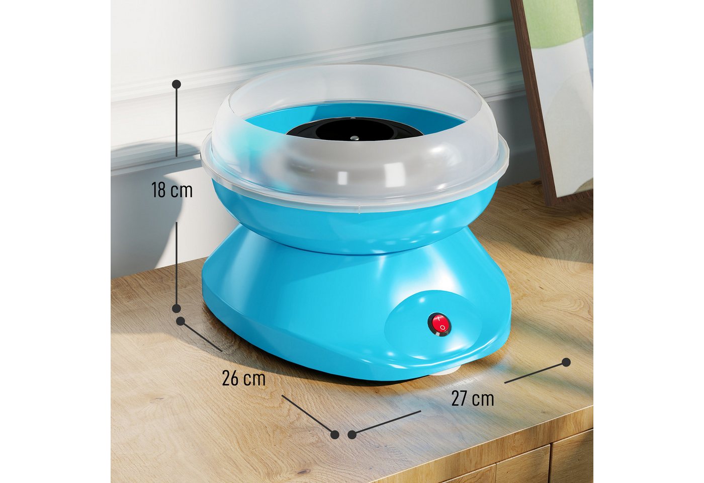 HOMCOM Zuckerwattemaschine Cotton Candy Machine Zuckerwatte Maschine mit Stäbchen und Messlöffel, Kompaktes Design, Antihaftbeschichtung, 550W