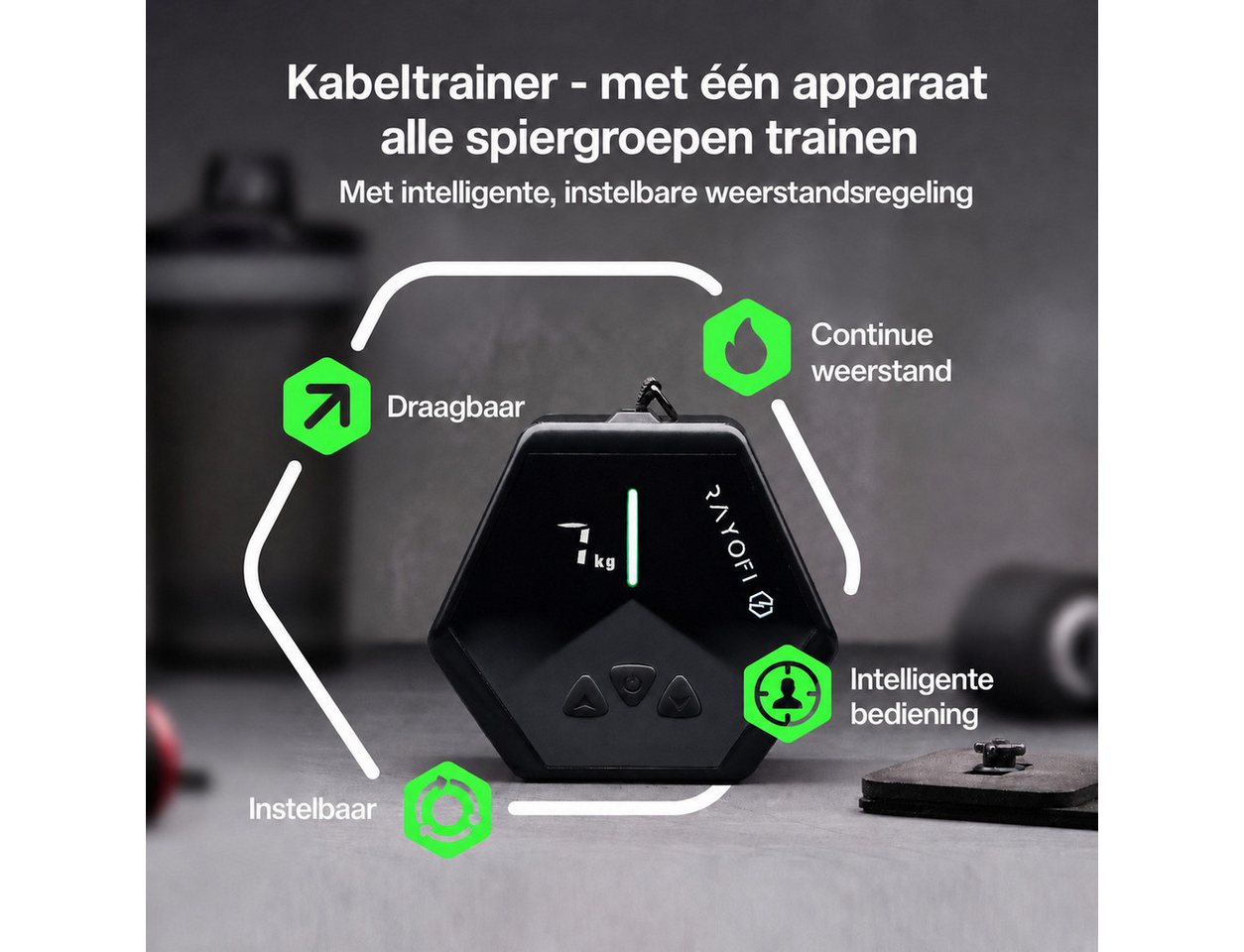 Rayofi Kraftstation Upgrade Mobiler Kabelzug 3–30 kg für Rücken & Ganzkörpertraining, 0 Gewichtsblöcke (1-tlg., Türanker, Fußschlaufe, Pro-Bodenplatte, Handgriff), Lüfterkühlung, Butterfly, Latzug & Bizeps Home Gym mit App Bild 3