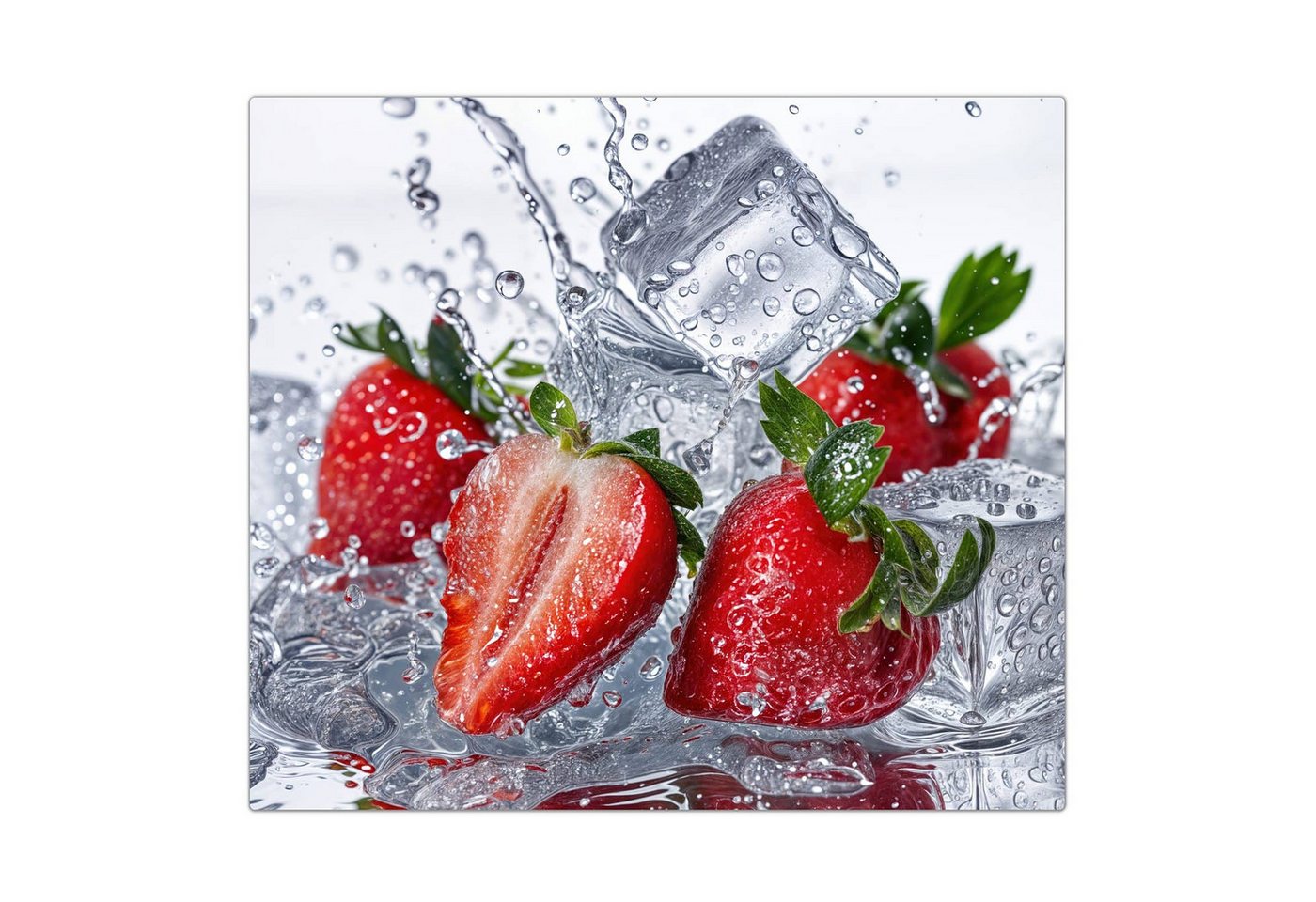 Primedeco Herd-Abdeckplatte Herdabdeckplatte Spritzschutz aus Glas Erdbeeren im Wasser, Glas, (1 tlg) Bild 3