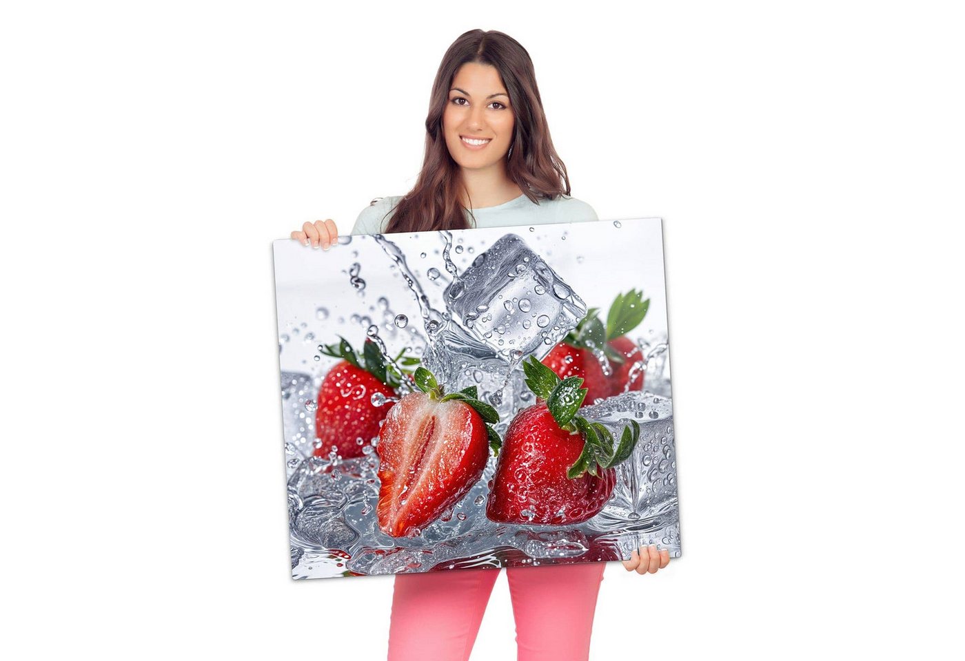Primedeco Herd-Abdeckplatte Herdabdeckplatte Spritzschutz aus Glas Erdbeeren im Wasser, Glas, (1 tlg) Bild 5