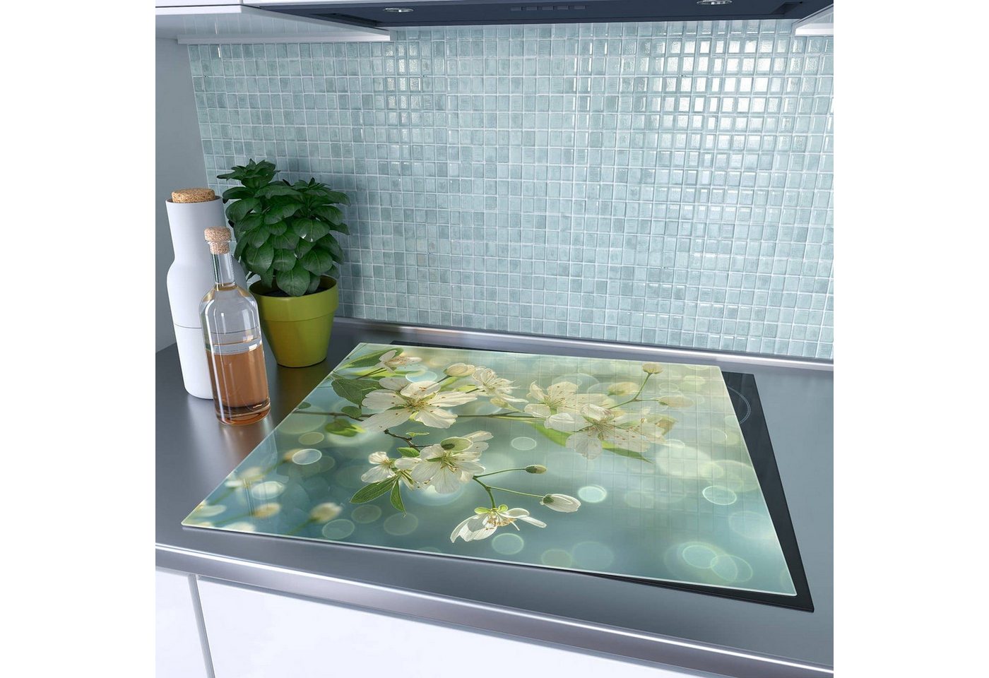 Primedeco Herd-Abdeckplatte Herdabdeckplatte Spritzschutz aus Glas Fruehlingserwachen, Glas, (1 tlg)
