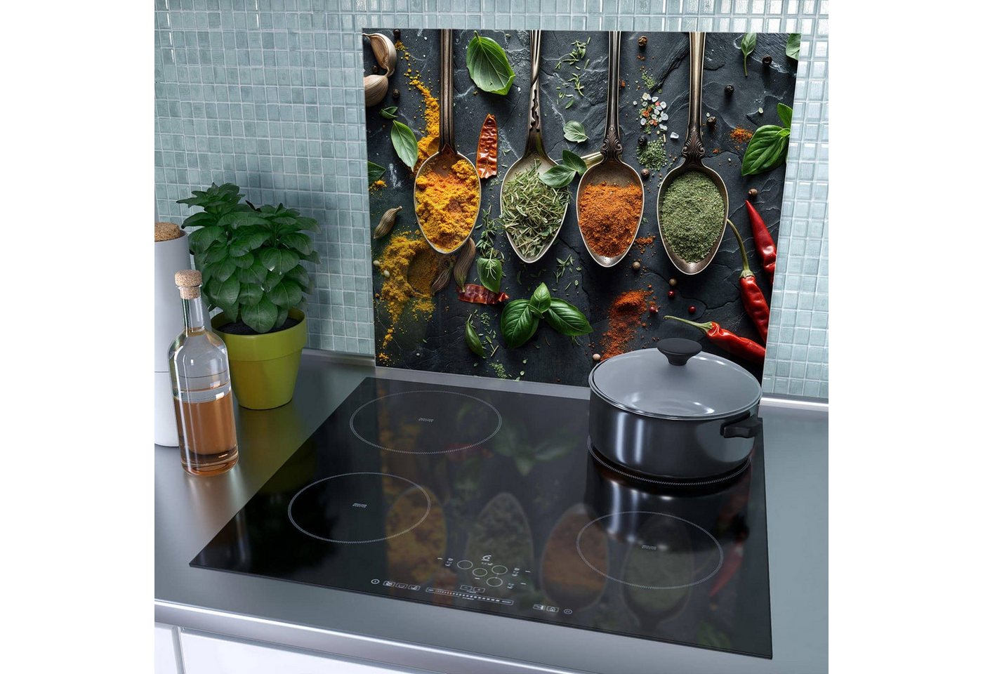 Primedeco Herd-Abdeckplatte Herdabdeckplatte Spritzschutz aus Glas Kräuter und Gewürze, Glas, (1 tlg) Bild 4