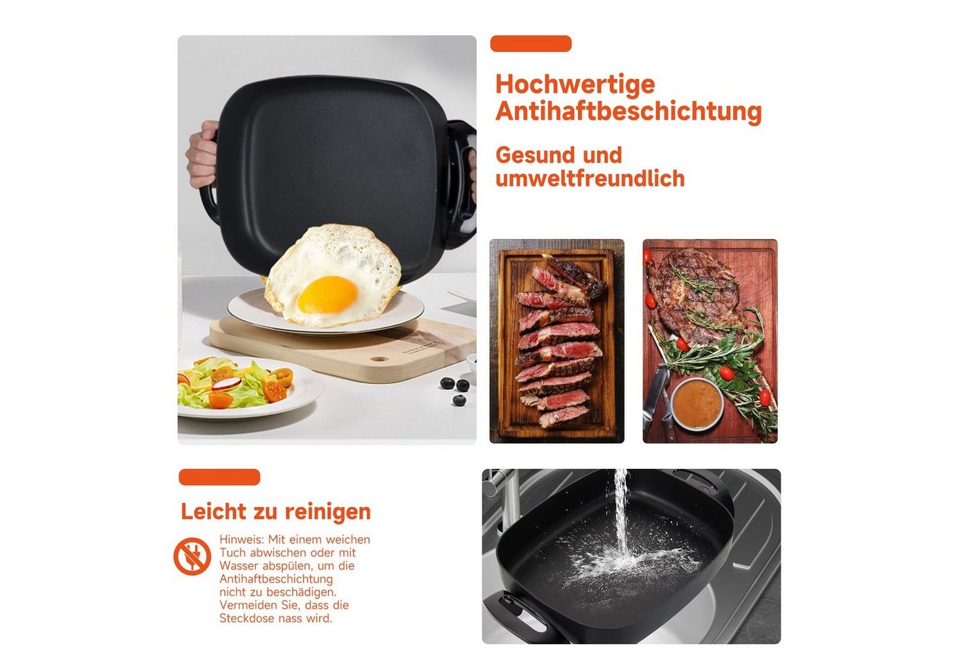 Scheffler Elektrische Pfanne Elektrische Multipfanne, 1500,00 W, mit Antihaftbeschichtung, mit Glasdeckel