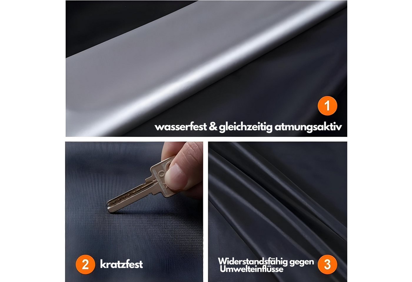 HS.SUPPLY Autoplane Ganzgarage, Autoschutzhülle, Autoabdeckung mit Reflektoren (Komplettset), Antikratzbeschichtung, wasserabweisend, witterungsbeständig Bild 3