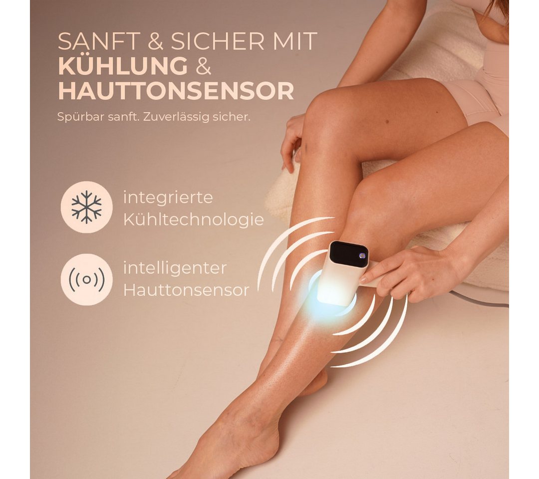 Vulpés IPL-Haarentferner Elysea, Ultraschnelle Enthaarung mit Hauttyp-Erkennung, 3J-Garantie, 1× IPL Elysea, Schutzbrille, Rasierer & digitale Anleitung (QR-Code), Ultraschnell 1,5 Blitze/s, Hauttonsensor, Kühlung, 500.000+ Impulse Bild 2