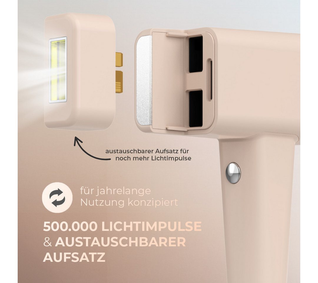 Vulpés IPL-Haarentferner Elysea, Ultraschnelle Enthaarung mit Hauttyp-Erkennung, 3J-Garantie, 1× IPL Elysea, Schutzbrille, Rasierer & digitale Anleitung (QR-Code), Ultraschnell 1,5 Blitze/s, Hauttonsensor, Kühlung, 500.000+ Impulse Bild 3