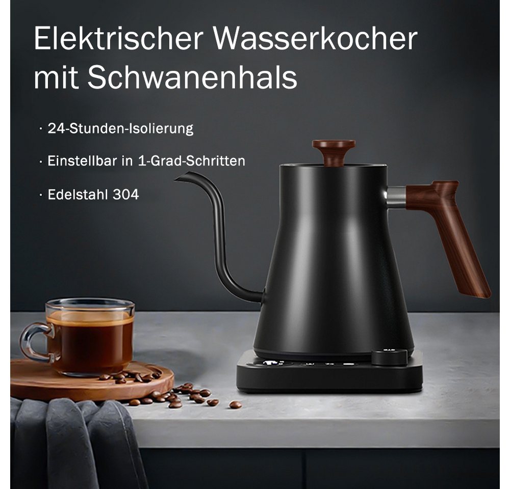 TUWENA Wasserkocher Heißwasserspender mit temperatureinstellung, Schwanenhals wasserkocher, 40-100°C einstellbar & Warmhaltefunktion, 1200W teemaschine, 0.9L Bild 2