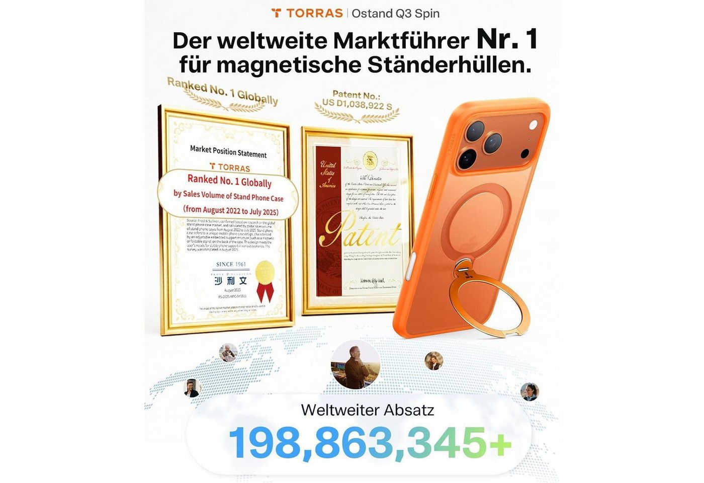 LuxusKollektion Smartphone-Hülle Handyhülle iPhone 17 Pro Max MagSafe Ständer iPhone 17 Pro Max Orange Bild 2