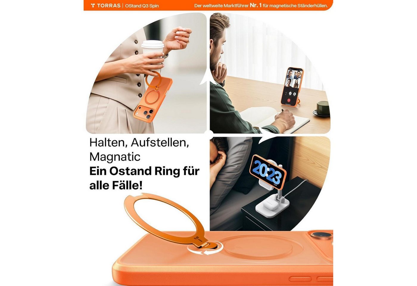 LuxusKollektion Smartphone-Hülle Handyhülle iPhone 17 Pro Max MagSafe Ständer iPhone 17 Pro Max Orange Bild 4
