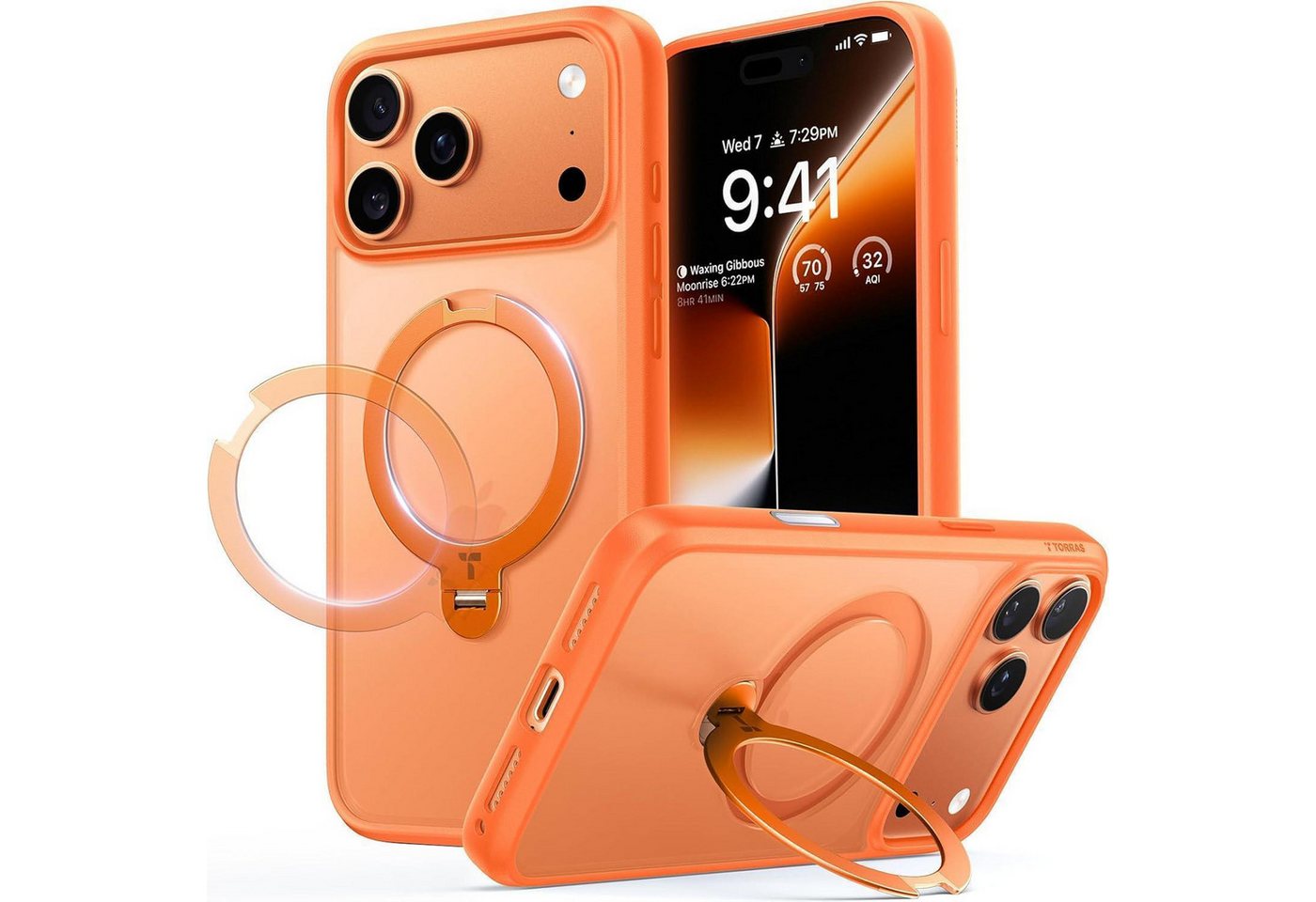 LuxusKollektion Smartphone-Hülle Handyhülle iPhone 17 Pro Max MagSafe Ständer iPhone 17 Pro Max Orange Bild 5