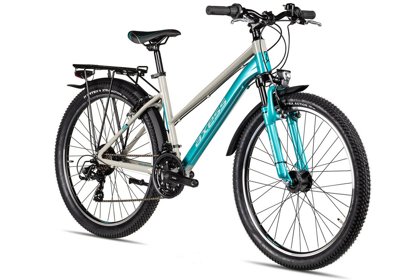 Axess Kinderfahrrad Axess Adventure 26 Trapez, 21 Gang Shimano Tourney 21 Schaltwerk, Kettenschaltung, Straßenausstattung schwarz/grau Bild 2